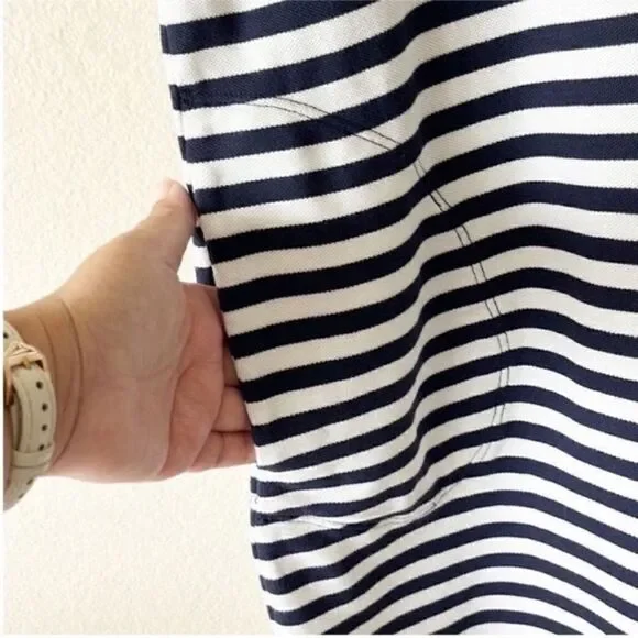 ATM Anthony Thomas Melillo V Neck Navy Striped Shift Dress - Picture 6 of 9